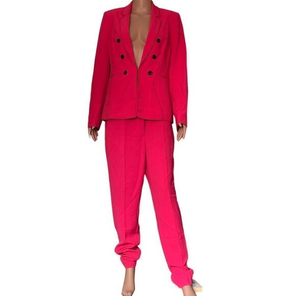 Donna Karan Fuschia Pink Black Stitch & Buttons Accent Blazer MEDIUM - Picture 2 of 15